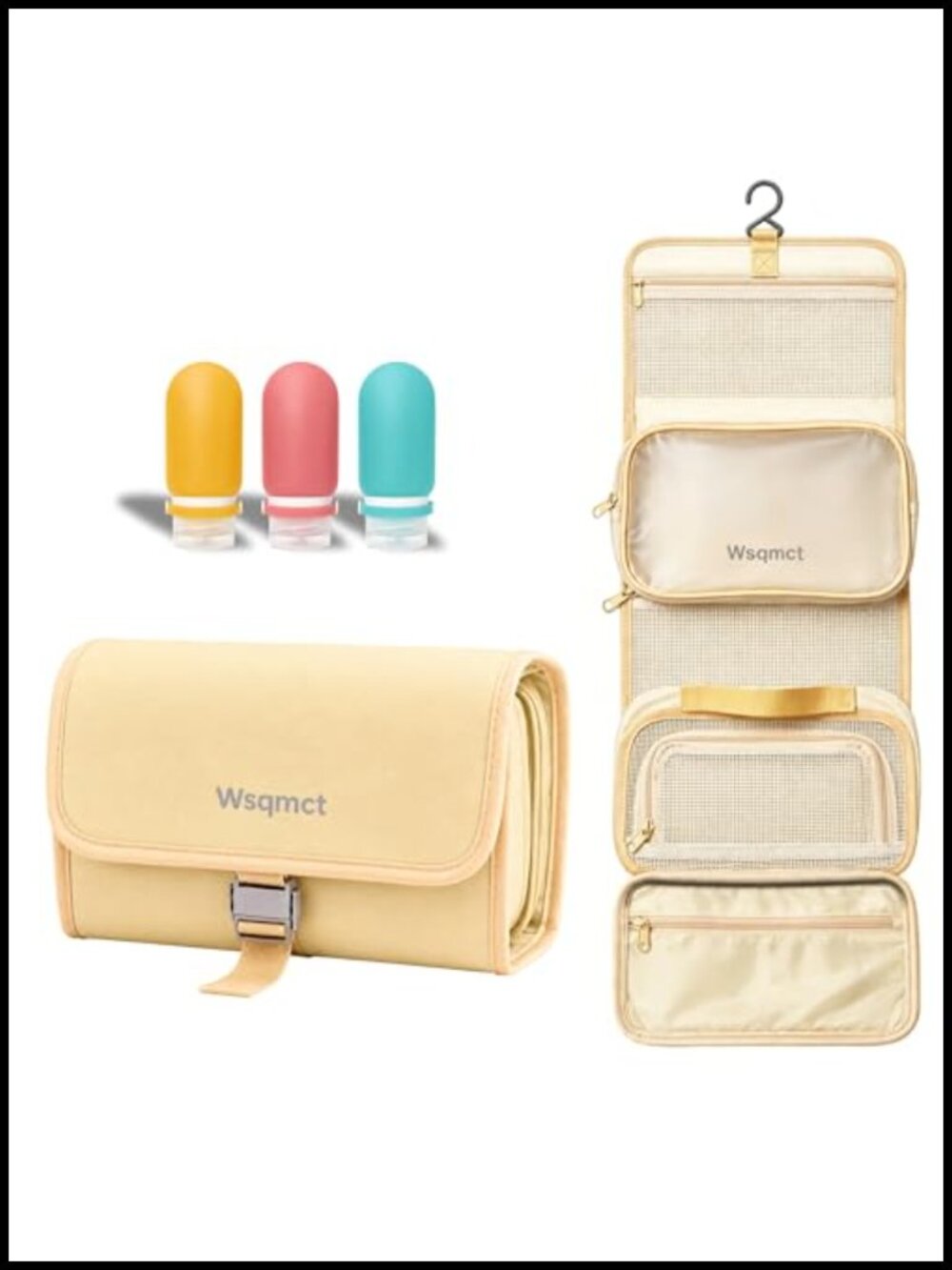 Hanging Travel Toiletry Bag Nylon Water Resistant Makeup Organizer